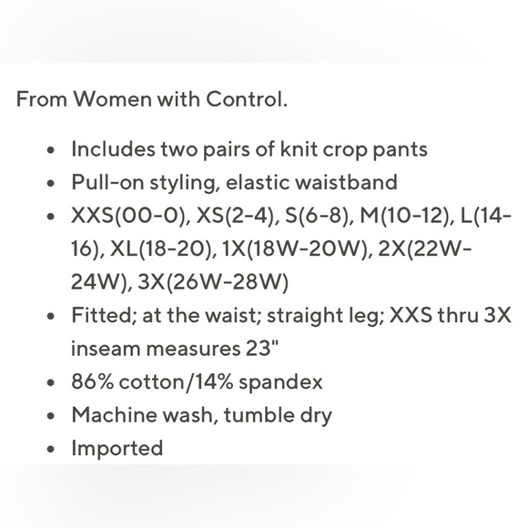 EUC Women With Control Crop Straight Leg Pants size Large. Details In 3rd Pic - Picture 2 of 5